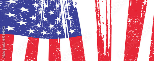 Distressed grunge American flag design isolated on transparent background eps 10