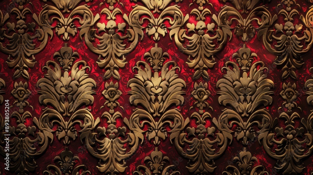 Ornate Red and Gold Floral Pattern. Ornate Red and Gold Floral Pattern.