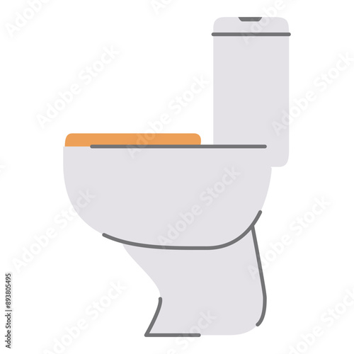 Toilet cleaning with a mat.Ceramic toilet bowl from side view restroom.Bathroom interior.Isolated on white background.