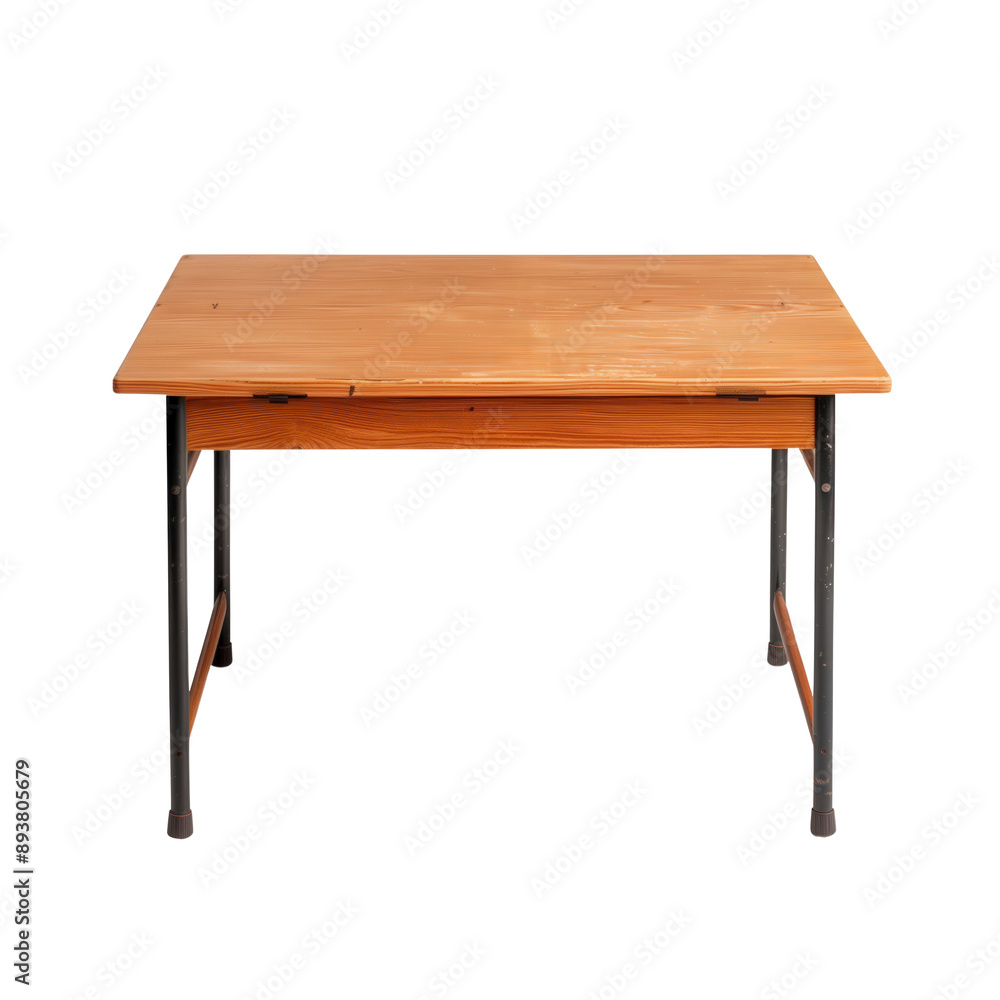 Wooden table or school desk on isolated transparent background Wooden table or school desk on isolated transparent background
