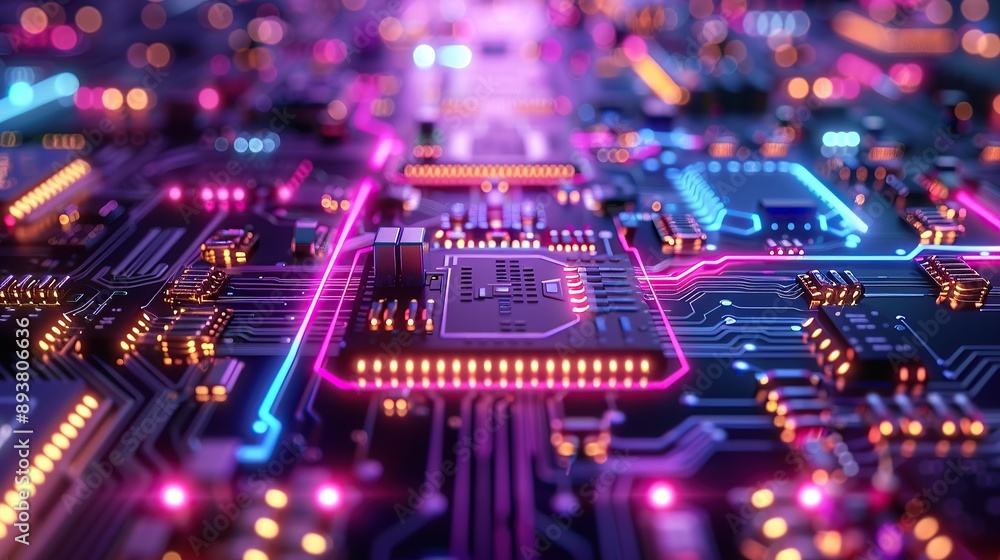 Glowing Neon Futuristic Processor Glowing Neon Futuristic Processor