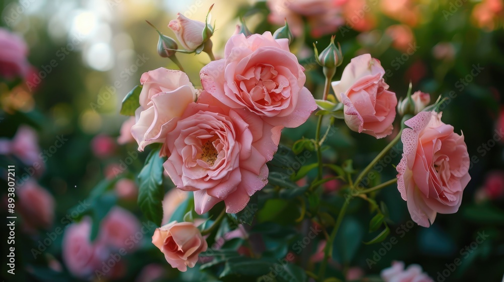 Floral blooms in pink hues in the garden Floral blooms in pink hues in the garden