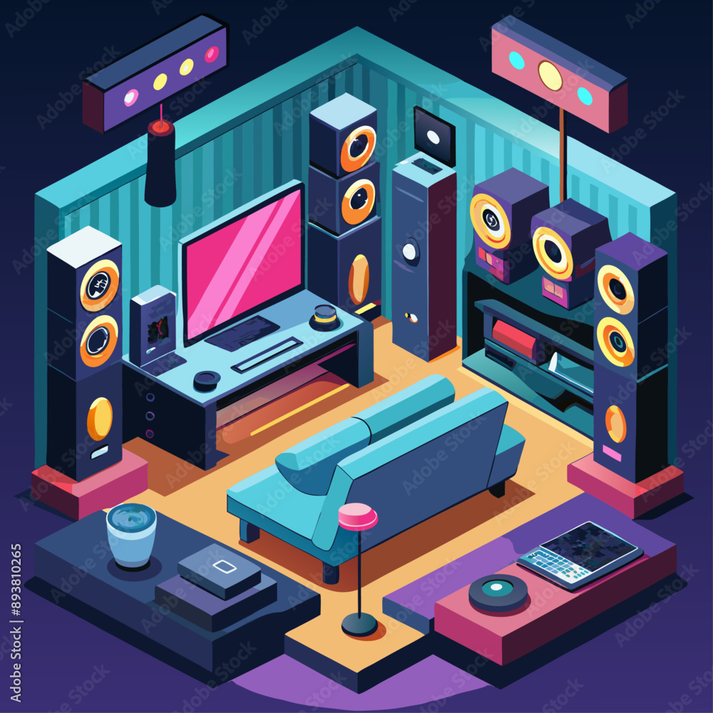 High-Tech Home Theater with State-of-the-Art Audio-Visual Equipment High-Tech Home Theater with State-of-the-Art Audio-Visual Equipment