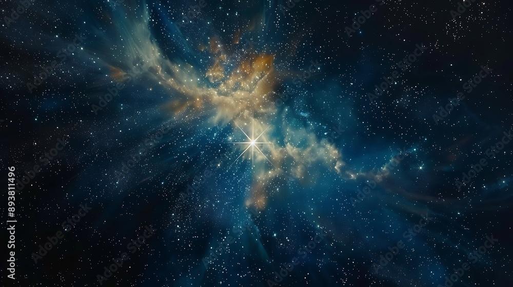 Obraz premium Cosmic Nebula with a Bright Star