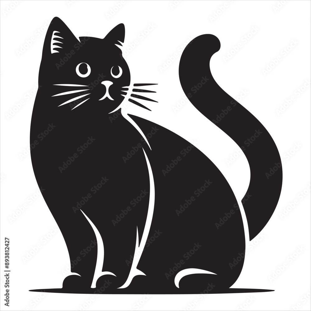 Obraz premium Elegant Cat Silhouette Vector Image - High-Quality Vector Art