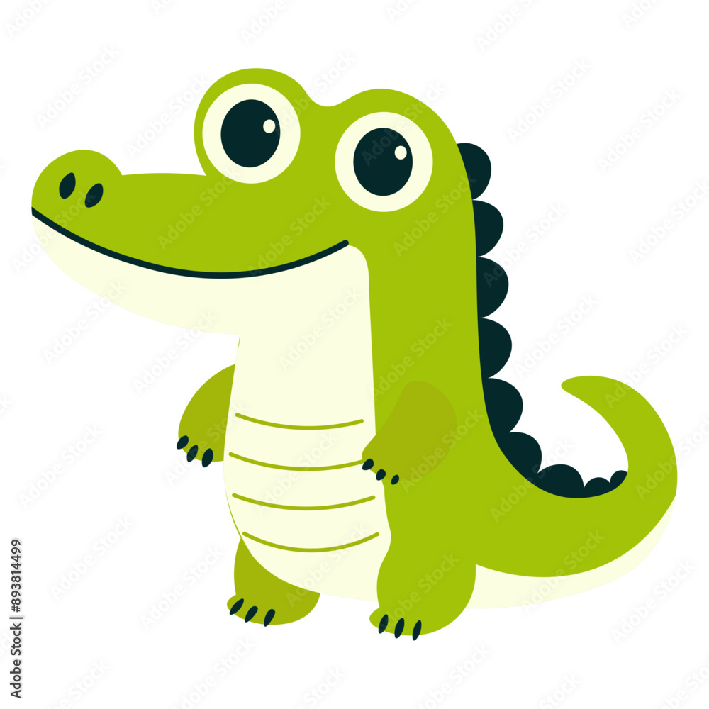 Naklejka premium Childrens cute animal. Pretty crocodile. Flat character for children. Vector illustration