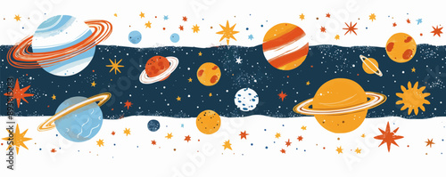 Toy galaxies on a white background. Vector flat minimalistic isolated illustration.