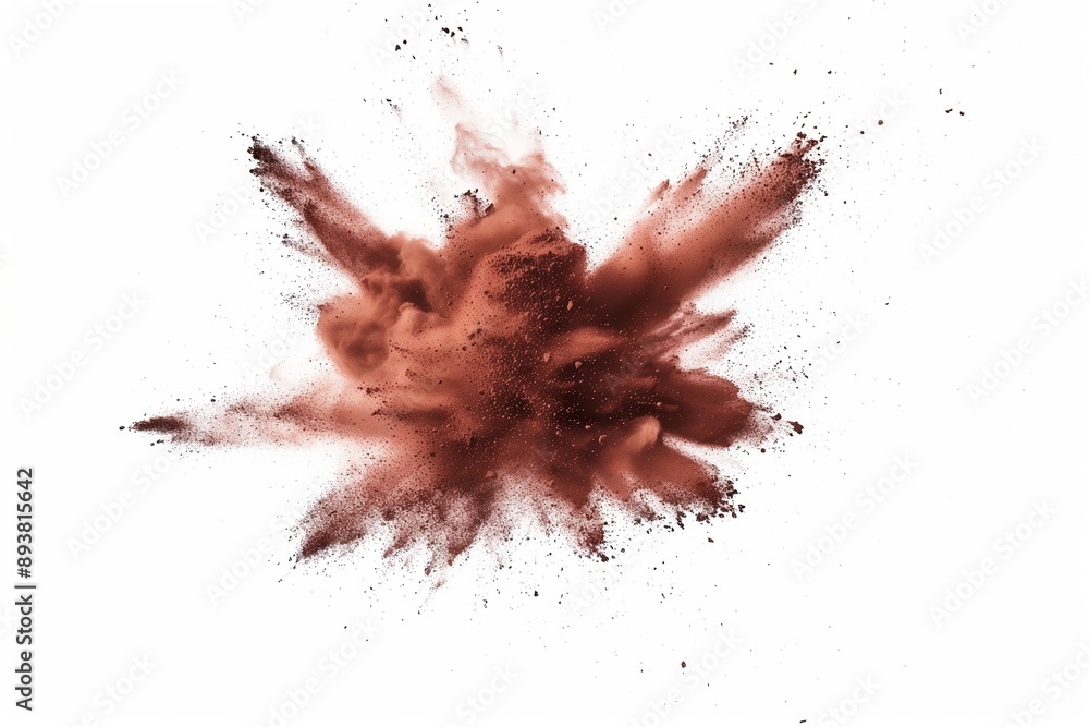 Powder splash in red brown color on white background, sharp shape isolated on white background Powder splash in red brown color on white background, sharp shape isolated on white background