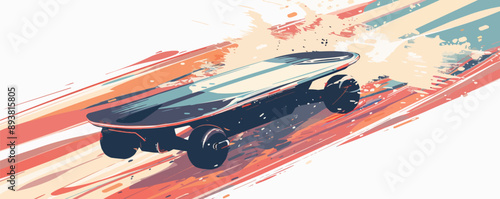 Futuristic hoverboard gliding through the air Vector flat minimalistic isolated illustration