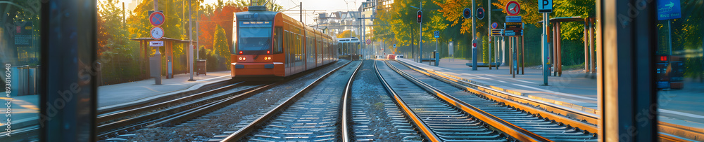 Fototapeta premium From Road to Rail: Advancing Public Transit examines the shift towards more efficient and sustainable transportation solutions, emphasizing innovations in rail systems and other public transit options