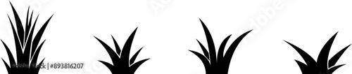 Black lawn grass icon set vector design template. Isolated on white background.