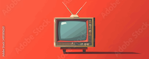 Retro television with rabbit ears antenna Vector flat minimalistic isolated illustration