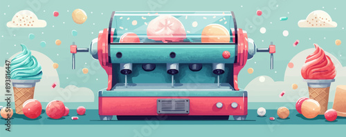 Traditional hand crank ice cream maker Vector flat minimalistic isolated illustration