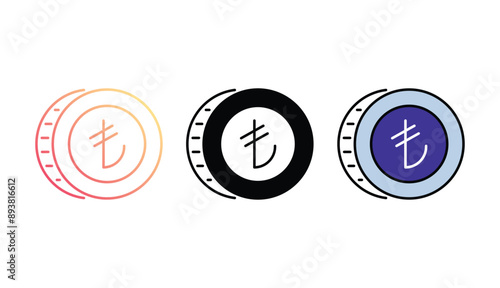 Turkish Lira icon design with white background stock illustration