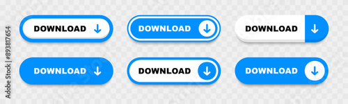 Set of download buttons. Download button for website design. Call for action buttons. Modern colorful buttons collection. Vector illustration.