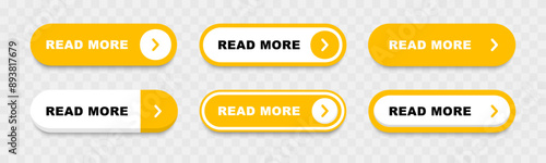 Set of read more buttons. Read more button for website design. Call for action buttons. Modern colorful buttons collection. Vector illustration.