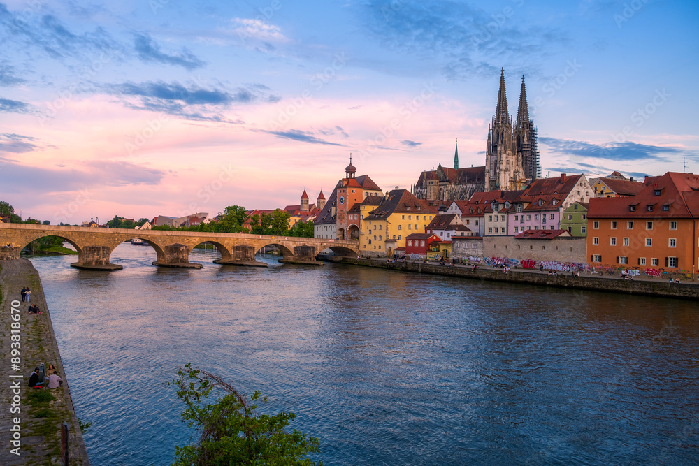 Panoramic view of Regensburg's old town on the Danube in Germany. Panoramic view of Regensburg's old town on the Danube in Germany.