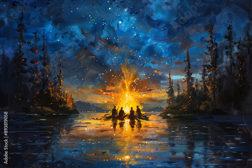 Bonfire Painting Art Outdoors photo