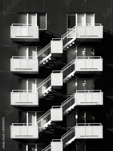 Building Fire Escape With Shadows
