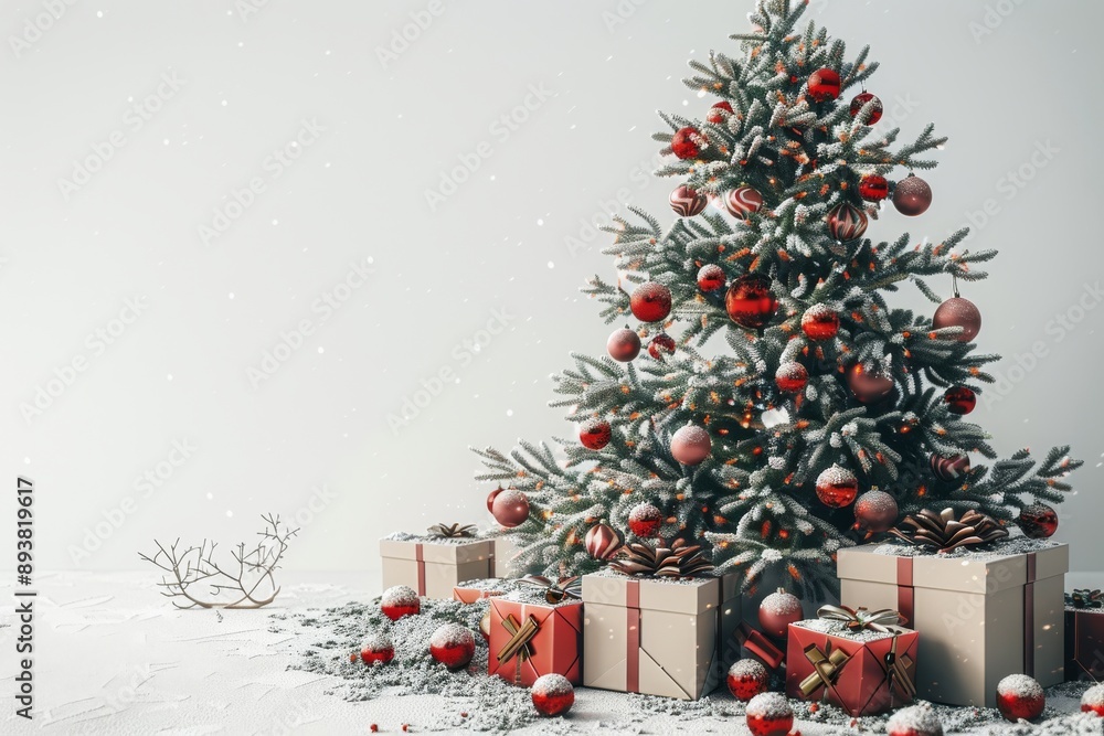 Decorated Christmas Tree With Gifts Decorated Christmas Tree With Gifts