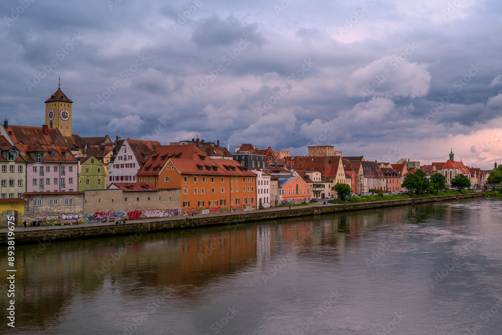 Panoramic view of Regensburg's old town on the Danube in Germany. Panoramic view of Regensburg's old town on the Danube in Germany.