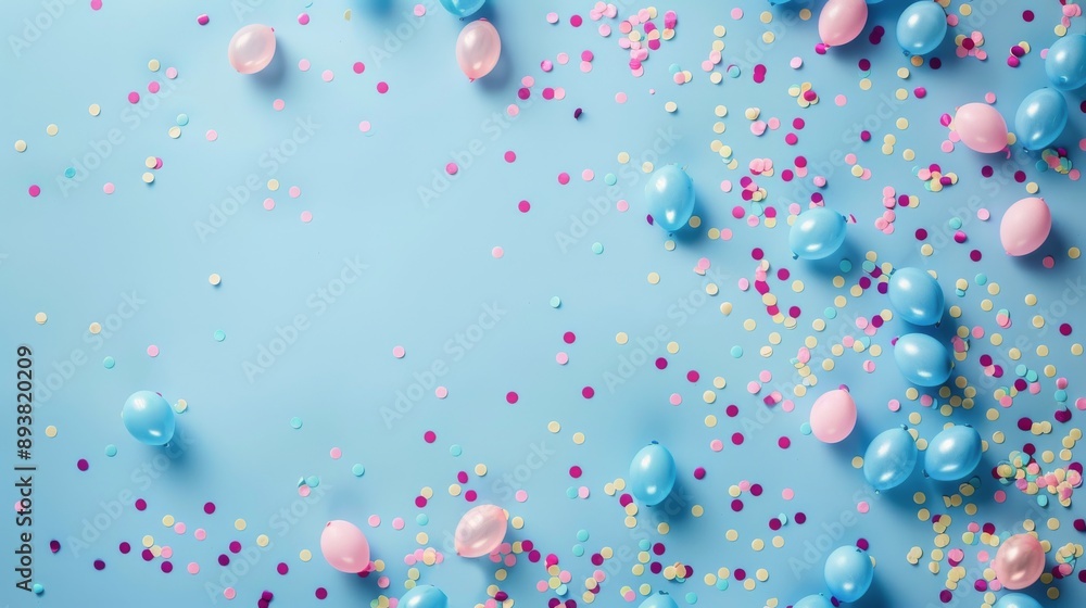 Pink Petals and Glitter on Blue Background Pink Petals and Glitter on Blue Background