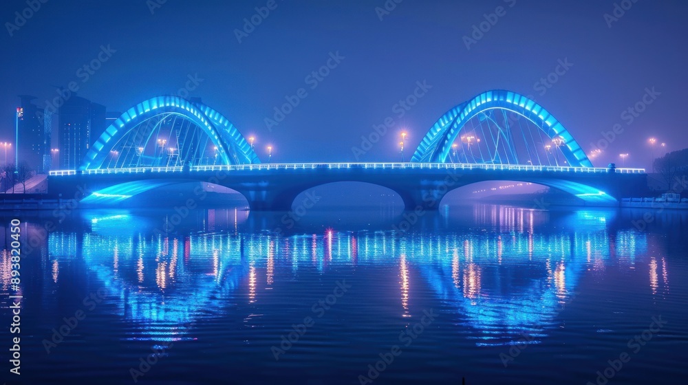 Naklejka premium Illuminated Bridge at Night