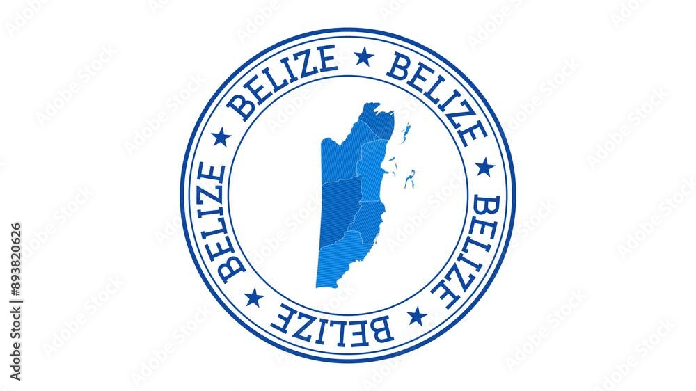 Belize intro. Badge with the circular name and map of the country. Belize round logo animation. Belize intro. Badge with the circular name and map of the country. Belize round logo animation.