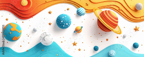 Toy planets on a white background. Vector flat minimalistic isolated illustration.