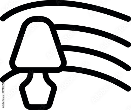 Mushroom growing with mycelium under the soil surface, outline style icon