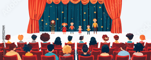 Puppet theater on a white background. Vector flat minimalistic isolated illustration.