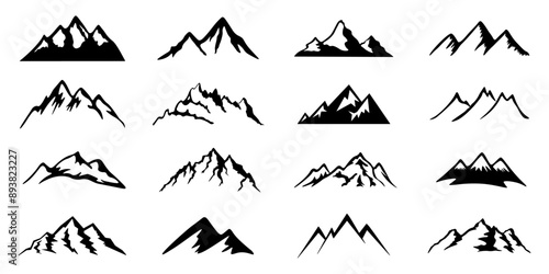Mountains silhouettes set. mountain icons set. Vector illustration.