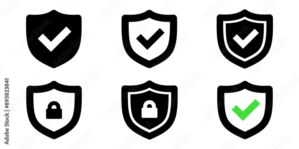 Shield icon set. Shield check icon set. Shield icon set. Shield check icon set.