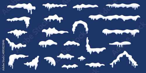 Snow cap icon set. Snow decoration set.