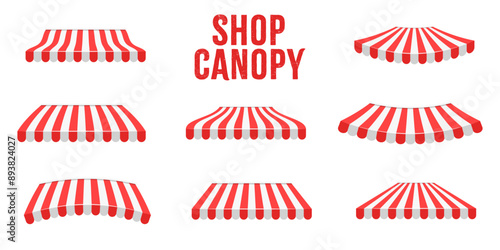 Shop canopy set. Outdoor market canopy roof for cafe.