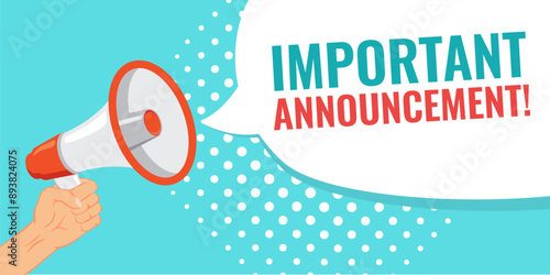 Important announcement banner. Flat style.