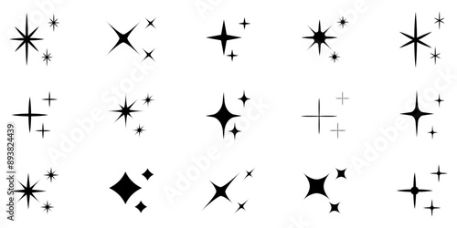 Shine set. Shine icon. Silhouette style.