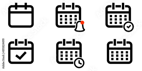 Calendar planner icon set. Calendar icon collection. Vector illustration.