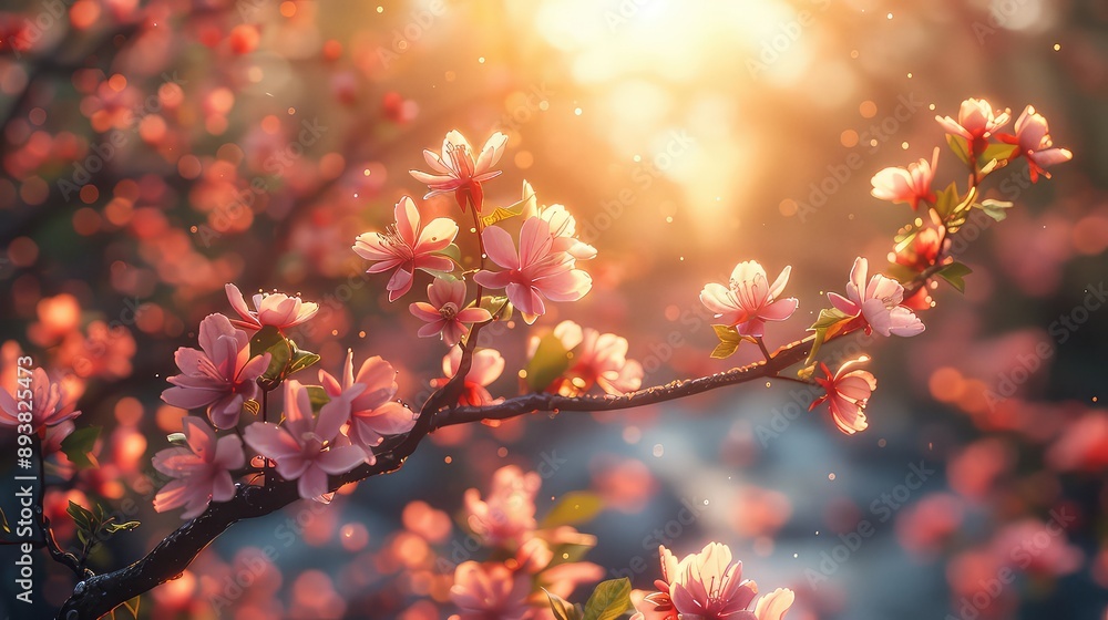 cherry flowers blossom in spring with soft focus and lens flare nature background cherry flowers blossom in spring with soft focus and lens flare nature background