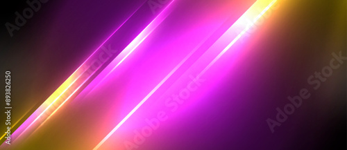 Neon dynamic diagonal light rays background. Techno digital geometric concept design for wallpaper, banner, presentation, background