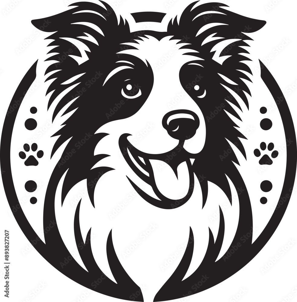 Fototapeta premium Border collie icon isolated on a white background. Border collie logo illustration.