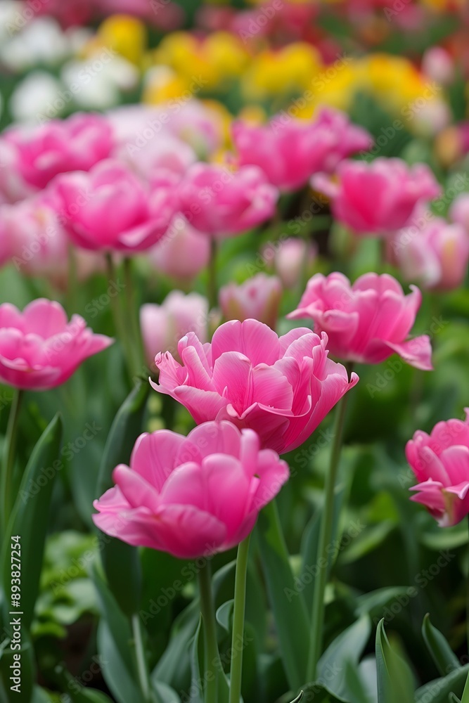 Pink Tulips Blooming in the Garden Pink Tulips Blooming in the Garden
