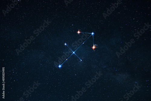 Zodiac sign sagittarius on the night starry sky with stars. Astrology, concept
