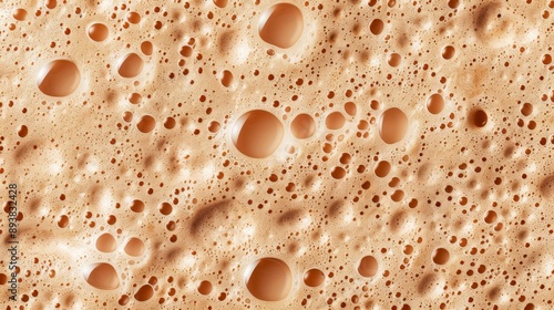 Close-up Texture of Frothy Caramel Bubbles - Abstract Brown Foamy Background for Creative Design
