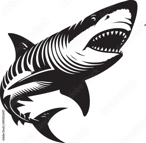 Basking shark vector icon isolated on a white background. Basking shark logo illustration.