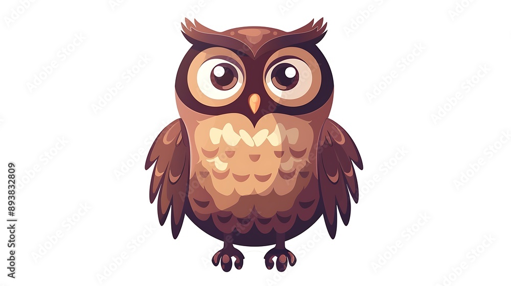 Cartoon Owl with Big Eyes