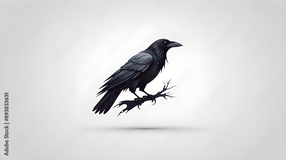 Fototapeta premium Mysterious crow logo design on white background. Generative AI