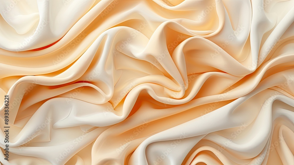 Fototapeta premium Floating 3D fabric swirls in warm tones, creating a cozy background