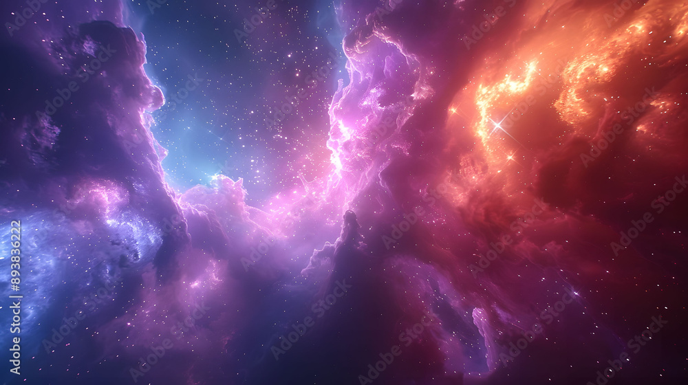 Fototapeta premium Colorful space galaxy cloud nebula. Stary night cosmos.