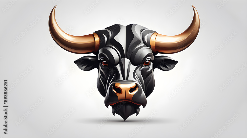 Powerful bull logo design on white background. Generative AI Powerful bull logo design on white background. Generative AI